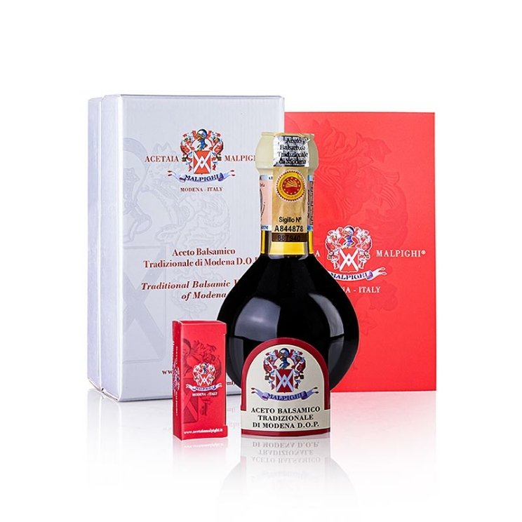 Aceto Balsamico Tradizionale di Modena DOP, Affinato, 12 Jahre, Geschenkbox, Malpighi, 100 ml
