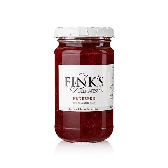 Erdbeer Leichtkonfit&uuml;re
					mit Fruchtst&uuml;cken, Fink&acute;s Delikatessen, 220 g
				