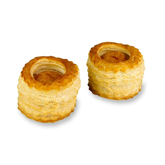 K&ouml;nigin Pasteten &oslash;6,5 cm
					Bl&auml;tterteig, HUG, 2,25 kg, 90 St&uuml;ck
				