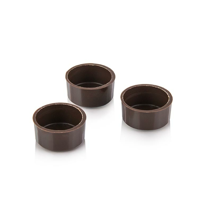 Runde Pralinenschalen Zartbitterschokolade 29x14 Läderach, ø 29x14mm, 784 Stück
