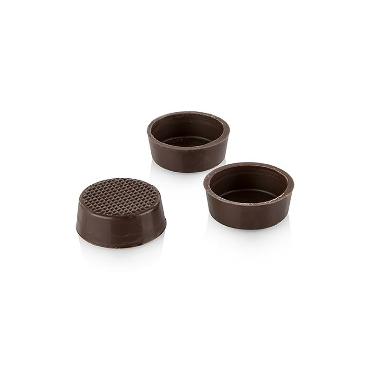 Runde Pralinenschalen Zartbitterschokolade Läderach, ø 26/29x10mm, 616 Stück