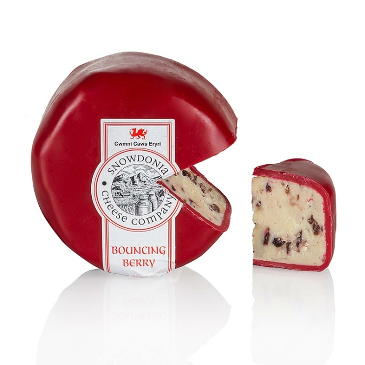 Bouncing Berry Snowdonia, Cheddarkäse mit Cranberry, roter Wachs, 200 g