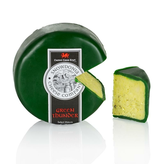 Green Thunder
					Snowdonia, Cheddark&auml;se mit Knoblauch & Kr&auml;utern, gr&uuml;ner Wachs, 200 g
				