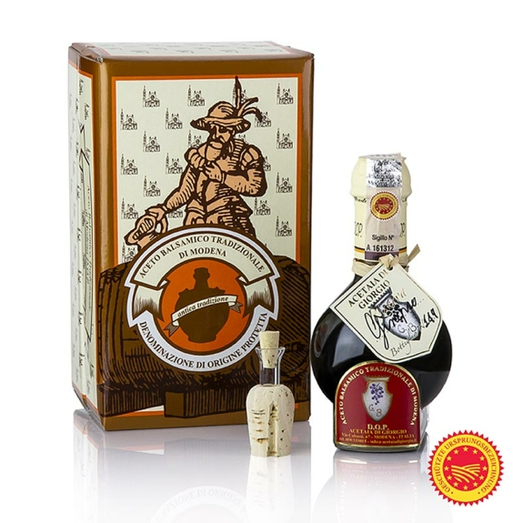 Aceto Balsamico Tradizionale di Modena
					DOP/g.U., 12 Jahre gereift, Wacholderfass-Reifung, Acetaia di Giorgio, 100 ml
				