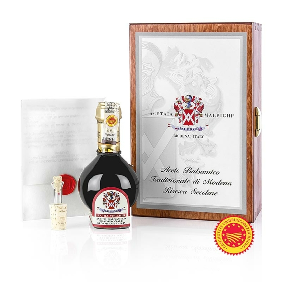 Aceto Balsamico Tradizionale di Modena
					DOP/g.U., Riserva Secolare, 100 Jahre gereift, Malpighi, 100 ml
				