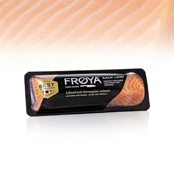 Lachs Back-Loin ½, "Pre-Rigor"
					Sashimiqualität, FROYA, Norwegen, 180 g
				