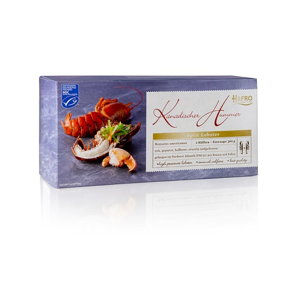 Kanadischer Hummer
					2 Hälften, roh, geputzt, Hafro, 300 g
				