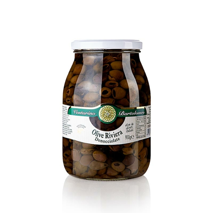 Denocciolate Riviera Oliven Venturino, ohne Kern in Olivenöl, 950 g