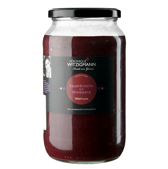 Sauerkirsche mit Himbeere
					Fruchtaufstrich, 70 % Frucht, V&eacute;ronique Witzigmann, 1 kg
				