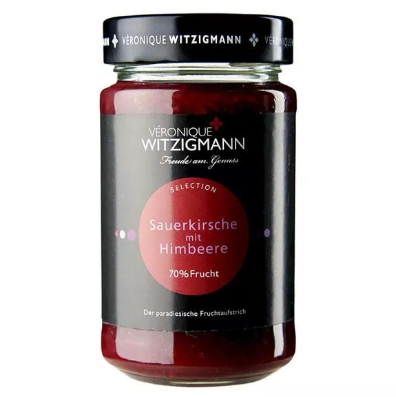Sauerkirsche mit Himbeere
					Fruchtaufstrich, 70 % Frucht, V&eacute;ronique Witzigmann, 225 g
				