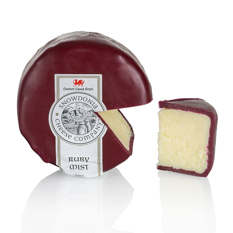 Ruby Mist Snowdonia, Cheddarkäse mit Port & Brandy, rotbrauner Wachs, 200 g